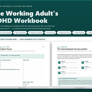 Adult ADHD Workbook Printable PDF, ADHD Planner & Executive Function Worksheets for Adults, Focus Routines Self Help, Fillable Letter A5
