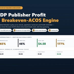 KDP Royalty Spreadsheet | Breakeven ACOS Tracker | Amazon Ads Book Profit & Printing Cost Calculator | Self-Publishing Excel Google Sheets