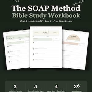 SOAP Bible Study Workbook, Printable Scripture Journal & GoodNotes, Christian Devotional, 5 Reading Plans, Quiet Time PDF