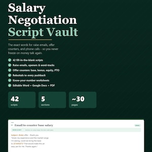 Salary Negotiation Scripts, Ask for a Raise Email Templates, Job Offer Counter, Editable Word & PDF, Pay Raise Word-Tracks