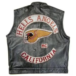 Hells Angels Embroidered Patch Vest | Large Back Patch Club Style Vest | Custom Bottom Rocker Vest | Gift For Him