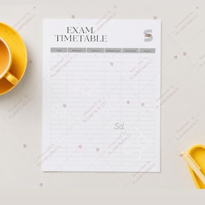 Calendrier minimal des examens à imprimer | Planificateur d'études (téléchargement numérique)
