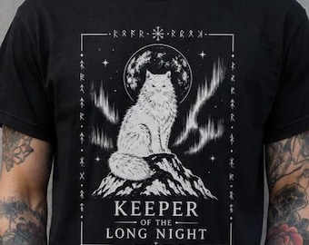 Yule Cat Shirt - Unisex Black Cat Shirt, Jólakötturinn Christmas T-Shirt, Vintage Folklore Witchy Clothes
