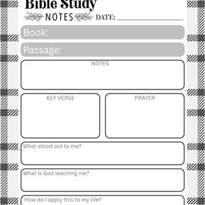 Printbare aantekeningen voor Bijbelstudie | Werkblad met christelijke Schriftteksten (digitale download)