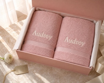 Personalized Turkish Cotton Towel Set, First Home Housewarming Custom Embroidered Gift