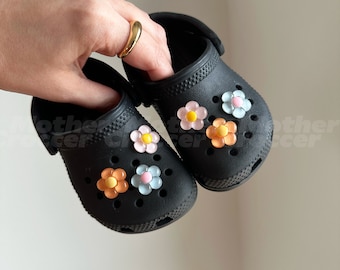 Conjunto de dijes para zapatos de niños con flores de gelatina en colores pastel