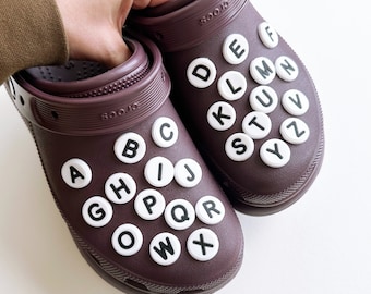 Charms pour chaussures de l'alphabet | Monochrome noir et blanc