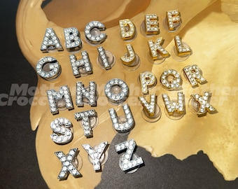 Buchstaben-Alphabet-Schuh-Charms | Silber, Gold und Strasssteine