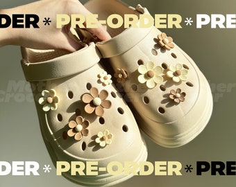 PREORDER Set of Brown and Beige Resin Flower Shoe Charms