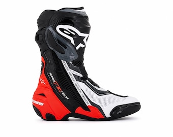 Buty motocyklowe Alpinestars Supertech R Racing Red Black | Skórzane buty sportowe do jazdy na motocyklu