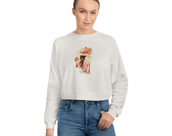 Flower Woman Cropped Fleece Pullover