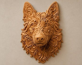 Decorazione murale stampata in 3D Laekenois, testa di pastore belga a pelo duro, colore selezionabile, regalo per gli amanti dei cani.