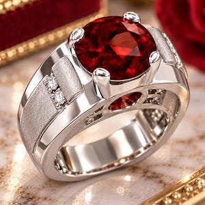 14K vitguldring med rubiner och diamanter | 2,00 ct IGL-certifierad (anpassad storlek)