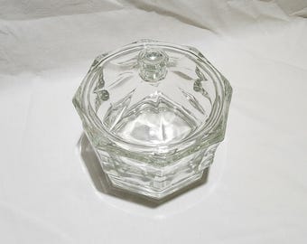 thick glass candy dish with lid