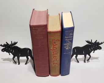 unique metal moose bookends