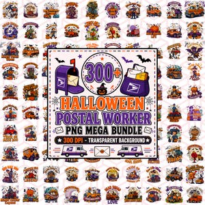 Halloween Postal Worker PNG Bundle | Ghost Mailman Artwork | Haunted Parcel Route | Mailbox Graphics