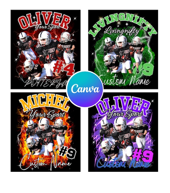 Football T-Shirt Canva Editable Template, Custom Football Bundle, Football T-Shirt Sublimation, Photo Collage Shirt Digital Download