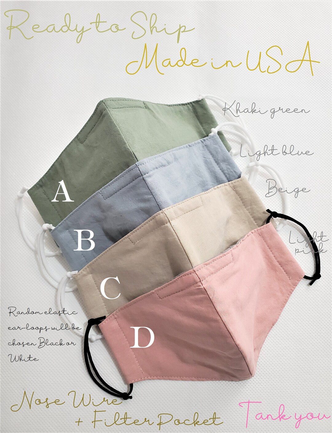 Face Mask/ Face Masks With Nose Wire and Filter Pocket/4 Layer Reusable ...