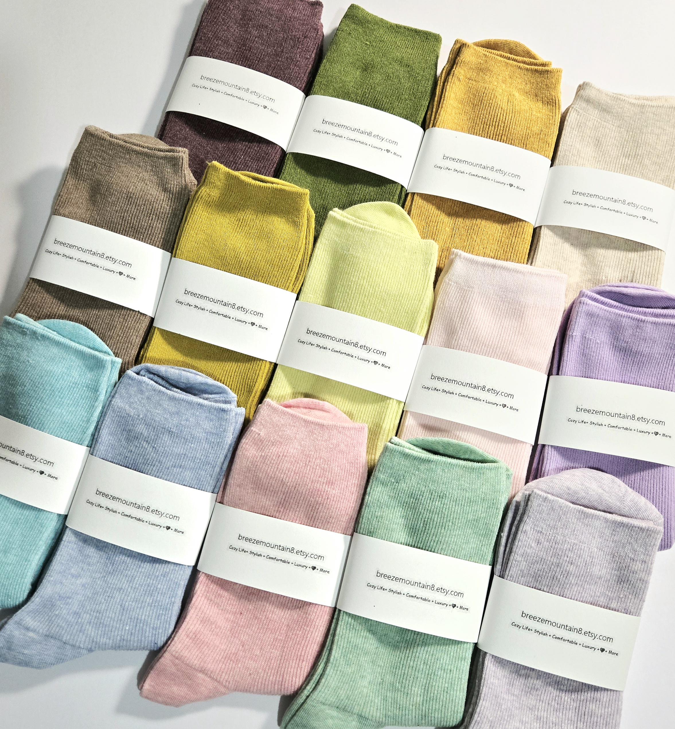Cotton Socks | Solid Lightweight Crew Socks |Sneaker Socks | Novelty Socks| Soft Comfortable Socks |Women Socks| All-Season Socks| 28 colors