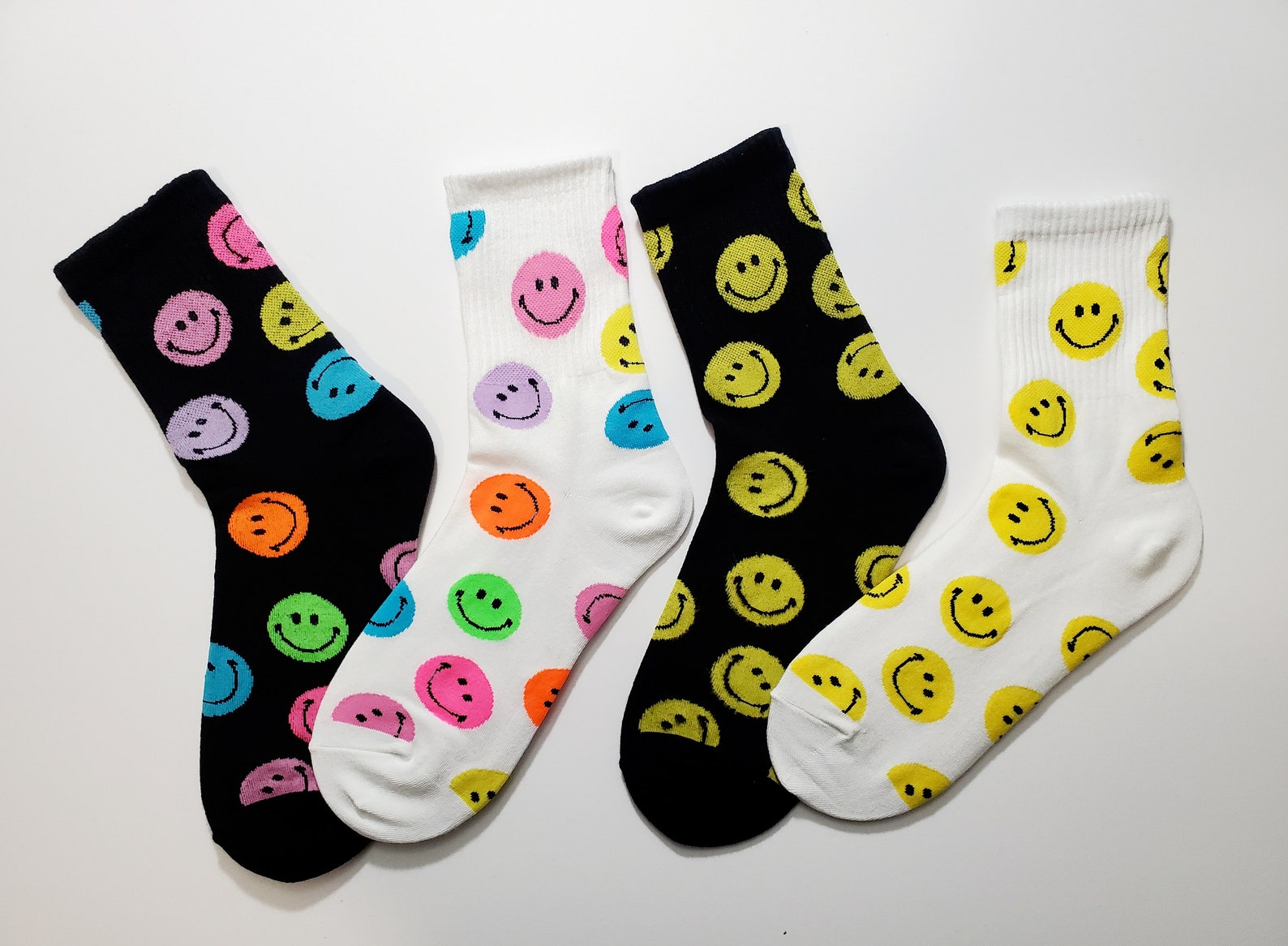 Cute Smiley Face Socks/ Colorful Smiley Face Lightweight Crew Etsy