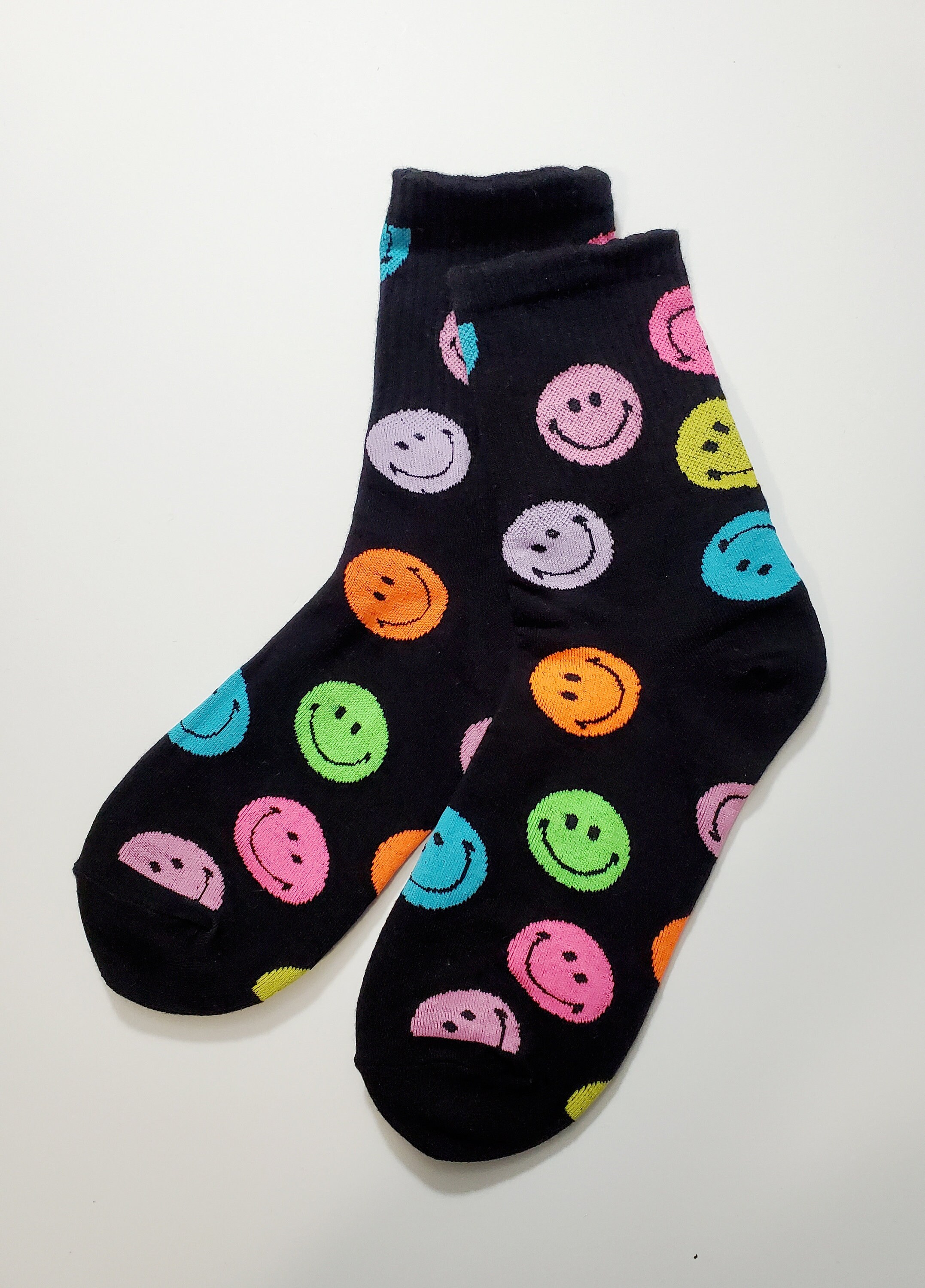 Cute Smiley Face Socks/ Colorful Smiley Face Lightweight Crew Etsy