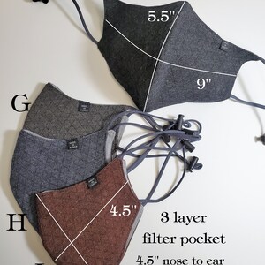 3 layer Cotton Face Mask / Filter Pocket/ Reusable Mask/Adults Mask
