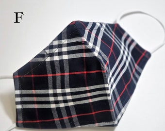 Checkered Face Masks With Nose Wire and Filter Pocket/ 2 Layer Reusable / Dust Mask/ Cotton Masks / Washable Masks