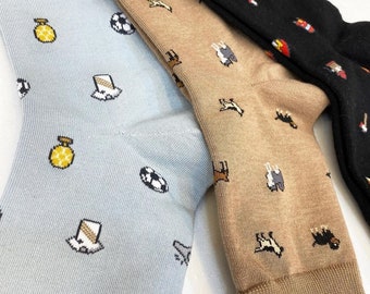 MEN&#39;S Firefighter Socks/Dog Lover/Golf lover/Gentleman Tie & Shoes Socks/Funny Socks/Flashy Socks/Groomsmen Gifts Socks/ Great Gifts For Men