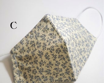 2 layer Cotton Face Mask with Nose Wire Filter Pocket/Reusable and Washable/Premium Mask/ Solid Color Face Mask/Handmade Mask(Cindy)