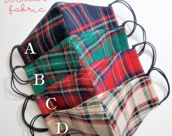 4 Layer PLAID Winter Face Mask/Face Masks With Nose Wire and Filter Pocket/Reusable Face mask/Dust Mask /Cotton Masks/ Washable Masks
