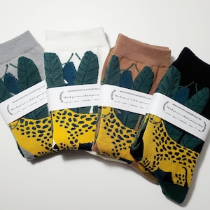 Jungle Pattern Socks | Lightweight Crew Socks | Sneaker Socks | Leopard Print Socks | Women Socks | Warm Crew Socks For Fall | Novelty Socks