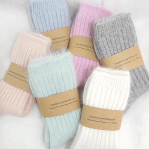 Calcetines de lana de angora de lujo / Calcetines de cama suaves, cálidos y acogedores / Calcetines de invierno suaves de primera calidad / Regalo perfecto para invierno y vacaciones