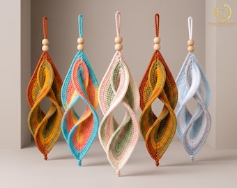 Crochet Wind Spinner Pattern PDF, Double Helix Hanging Decor (US Terms)