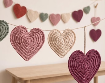 Multi-Size Crochet Heart Garland Pattern PDF