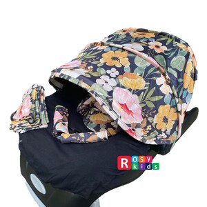 New Arrivals 9pc Baby Boy Baby Girl Ultimate Set of Infant Car Seat Cover Canopy Headrest Blanket Hat Nursing Scarf Highland Cow Rainbow