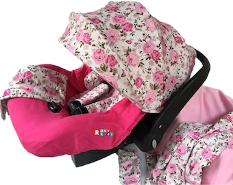 9pc Baby Boy Baby Girl Ultimate Set of Infant Car Seat Cover Canopy Headrest Blanket Hat Nursing Scarf