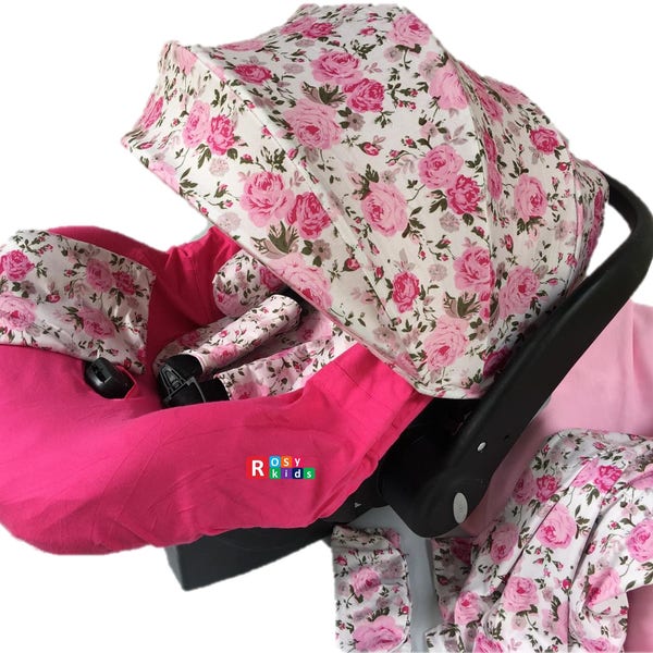 9pc Baby Boy Baby Girl Ultimate Set of Infant Car Seat Cover Canopy Headrest Blanket Hat Nursing Scarf