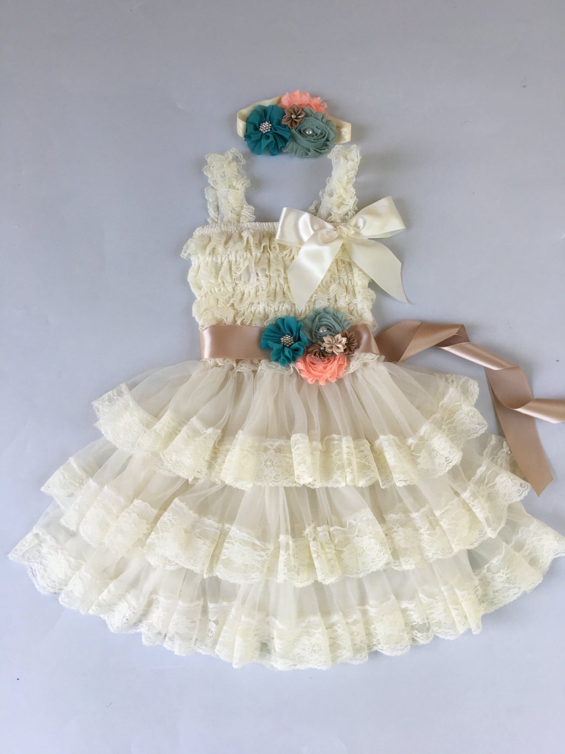 blue dress for baby girl Country Style Floor-length Simple Front slit Cheap Yellow Unique Bride –  RomanBridal main image 1