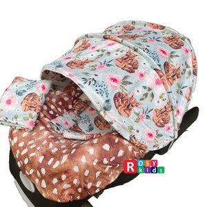 New Arrivals 9pc Baby Boy Baby Girl Ultimate Set of Infant Car Seat Cover Canopy Headrest Blanket Hat Nursing Scarf