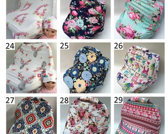 35% off multi-use car seat canopy cover / nursing scarf, baby beanie, high chair baby protector, shopping cart cover