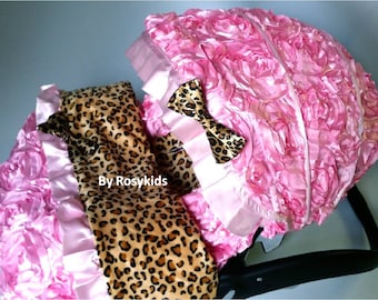 NEW!! Baby Car Seat Cover Canopy Blanket, Infant Car Seat Cover Canopy Blanket,3D Rosette Damask Pink, Baby Girl, fit most car seat, 20% off