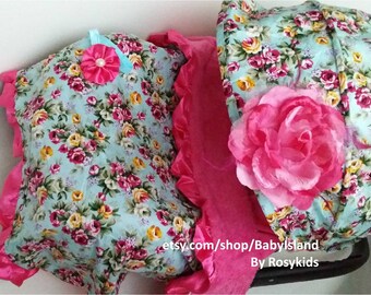 Infant Car Seat Cover Canopy Blanket, Turquoise Blue Floral Print for Baby Girl, fit most Infant car seat