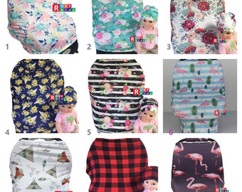 NEW ARRIVALS, Stretchy Car Seat Cover Boys Girls Infant Car Seat Canopy, Nursing Cover, Baby Beanie, Multi-use, Snug Warm Breathable