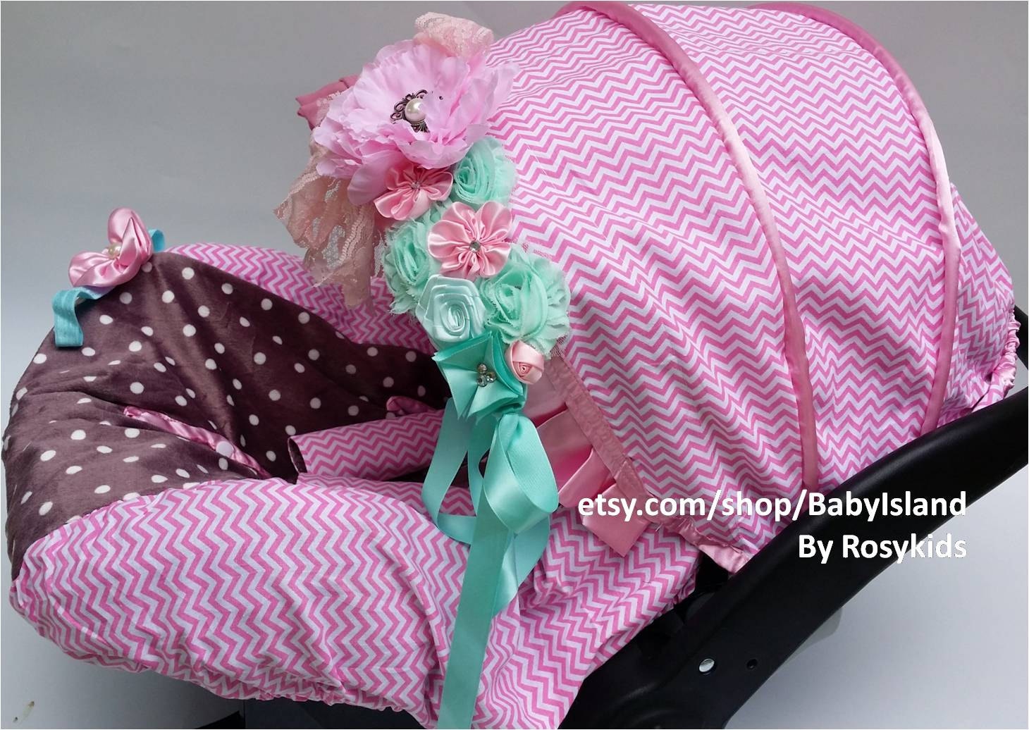 Pink Leopard Car Seat Cover Canopy for Baby Nursing Cover