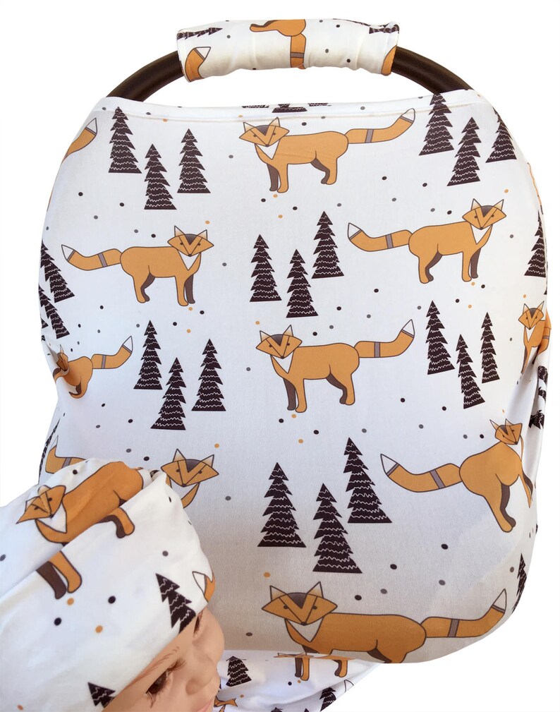9pc Baby Boy Baby Girl Ultimate Set of Infant Car Seat Cover Canopy Headrest Blanket Hat Nursing Scarf