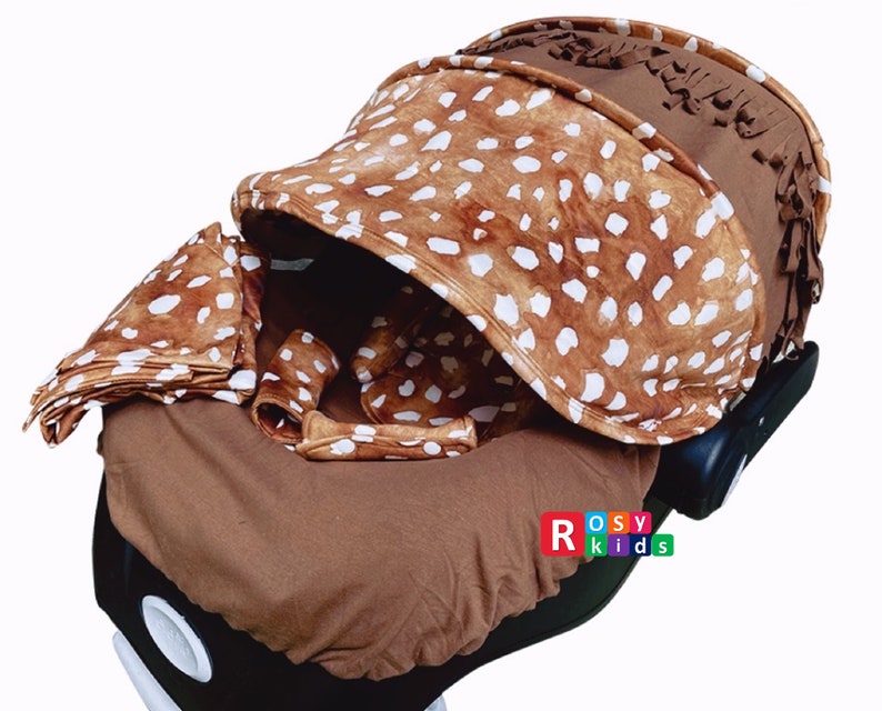 Rosy Kids 9-Piece Infant Car Seat Cover Set - Canopy, Blanket, Nursing Scarf & Accessories