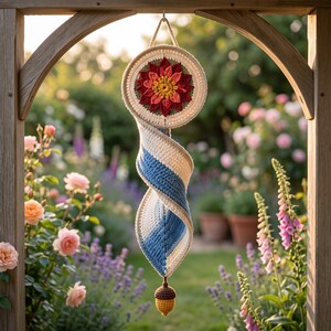Crochet Wind Spinner Pattern PDF: Four Seasons Porch Decor with Changeable Floral Medallions