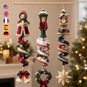 Christmas Wind Spinner Crochet Pattern PDF, Victorian Caroler, Lamppost & Clock Tower, 3 Designs