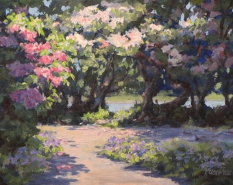 Rhodies in the Sun - Original floral landscape