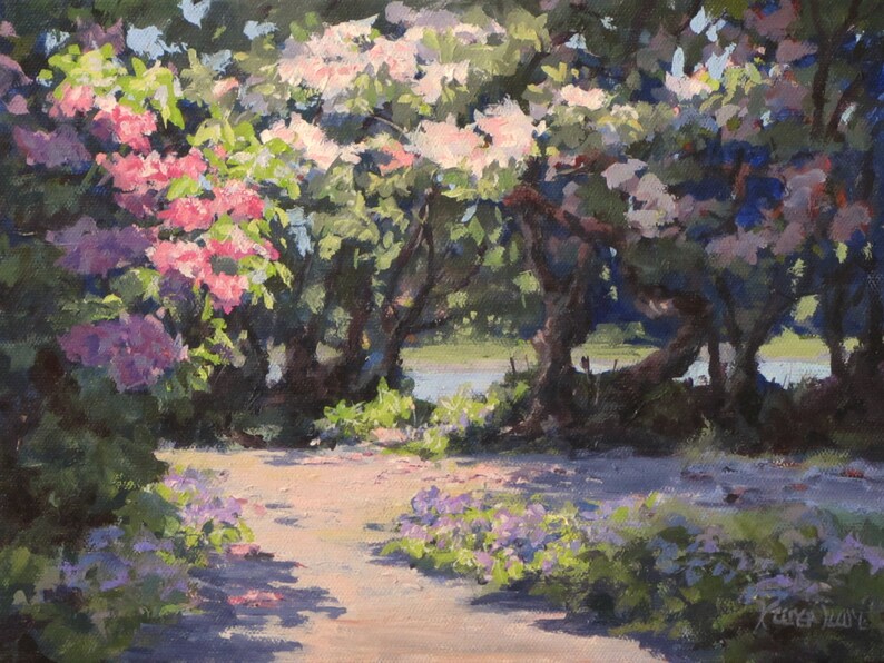 Rhodies in the Sun Original floral landscape image 1